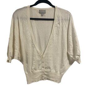 PURE Collection Off White Linen Cotton‎ Blend Dolman Sleeve Cardigan US Size 2